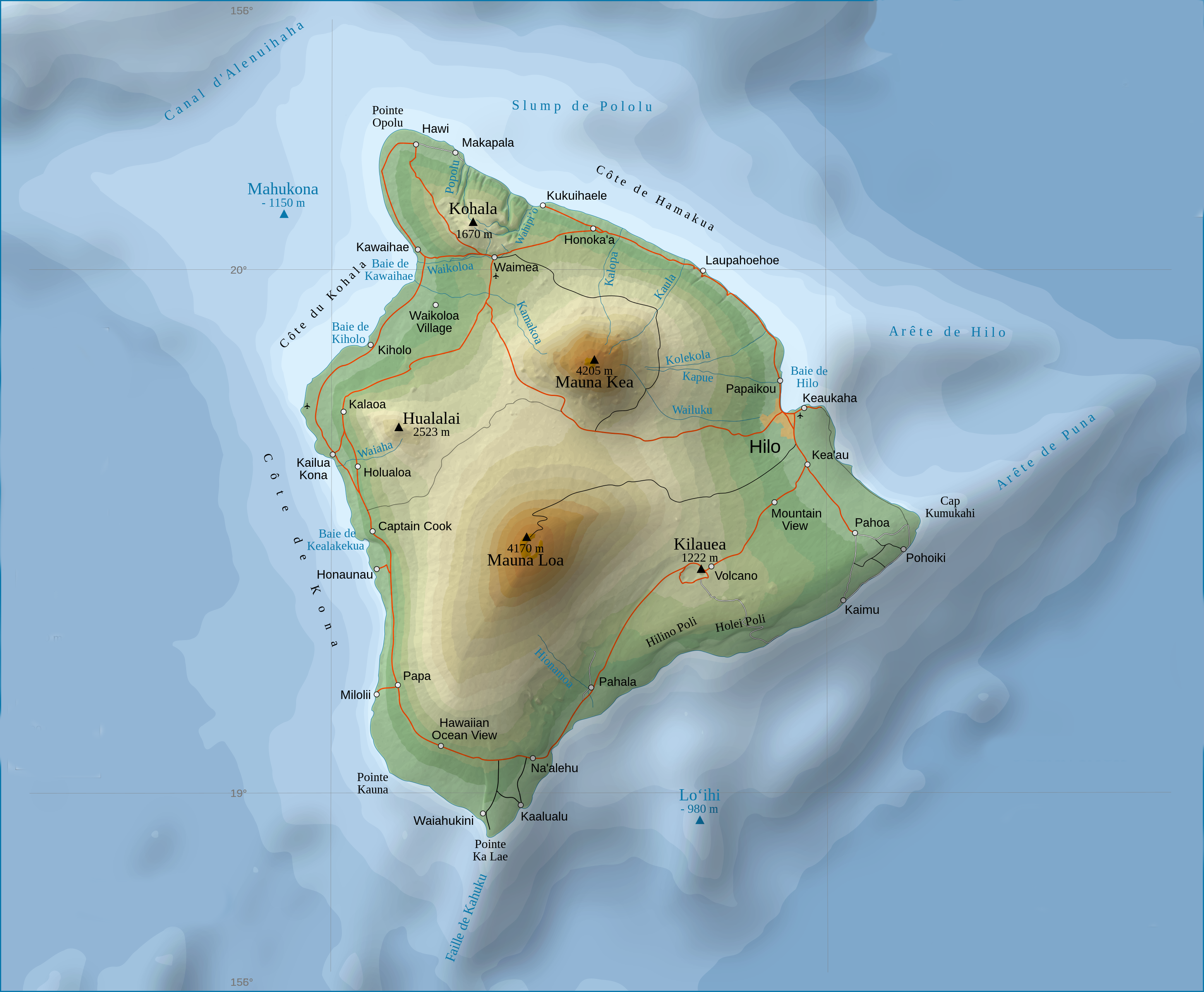 Topographical Map of Hawai'i