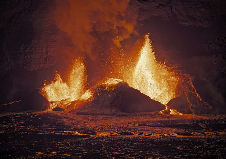 Lava Shooting into the Air on Mauna Loa