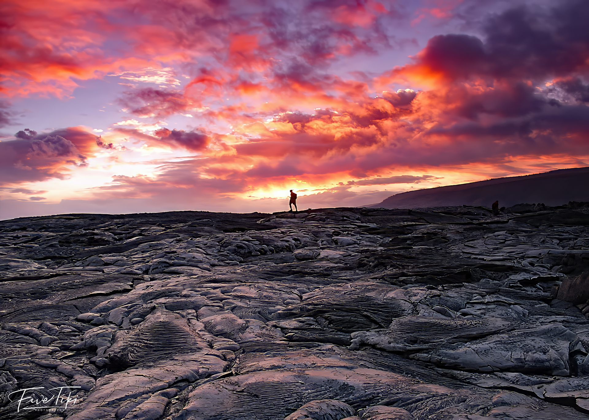 Lava Field with Pink Sunset
