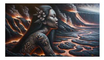 FFT_Ohana_Law_1367_789 Painting of Pele Emerging from Volcano by Christopher Law