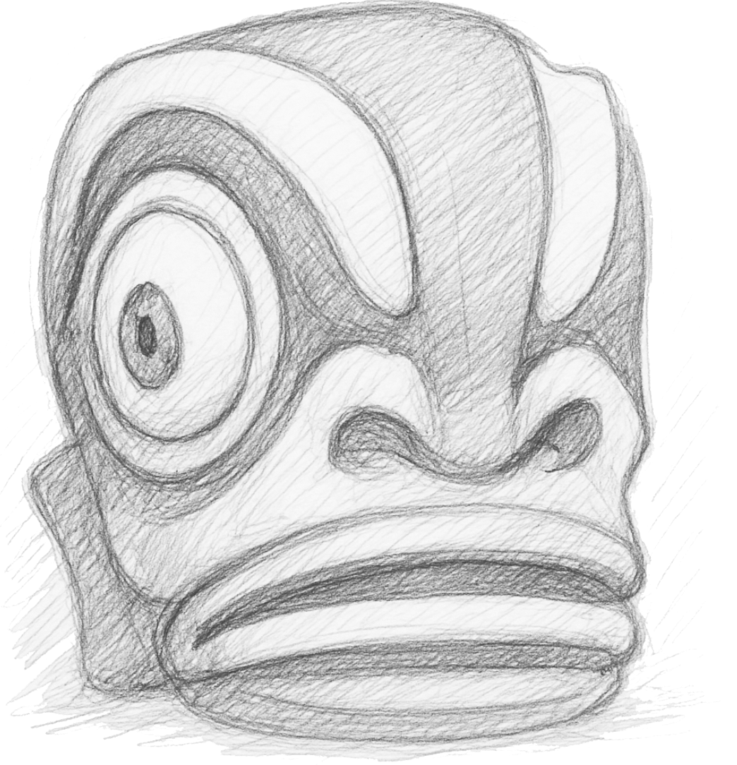 Pencil Sketch of Tiki Head